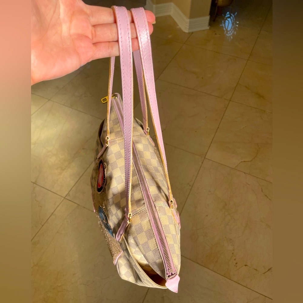 ❤️TRADED❤️Louis Vuitton custom Totally MM custom paint patch repair. Azur pink - Picture 13 of 16